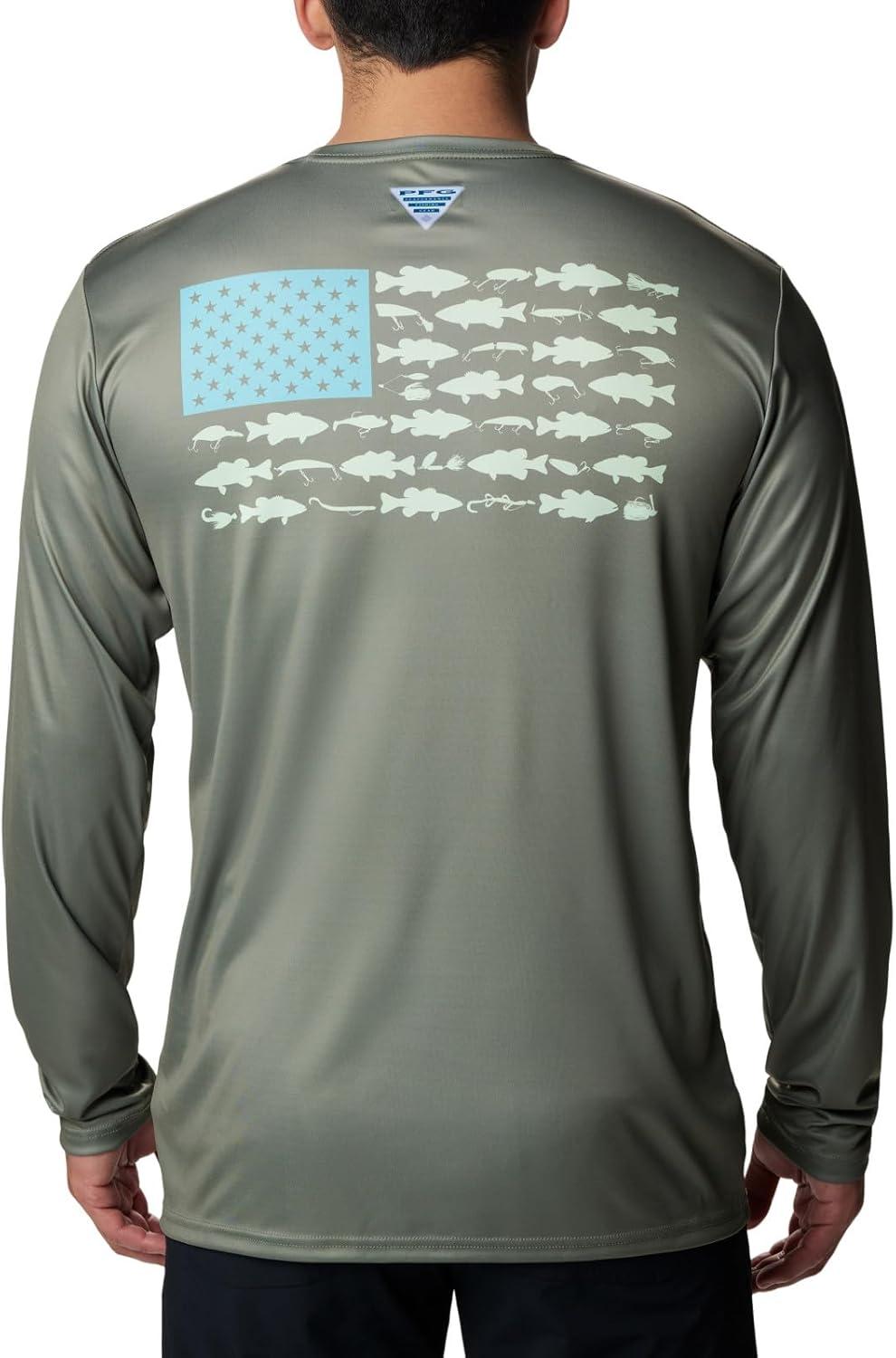 imageColumbia Mens Terminal Tackle PFG Fish Flag Long SleeveCypressOpal Blue Bass Lures