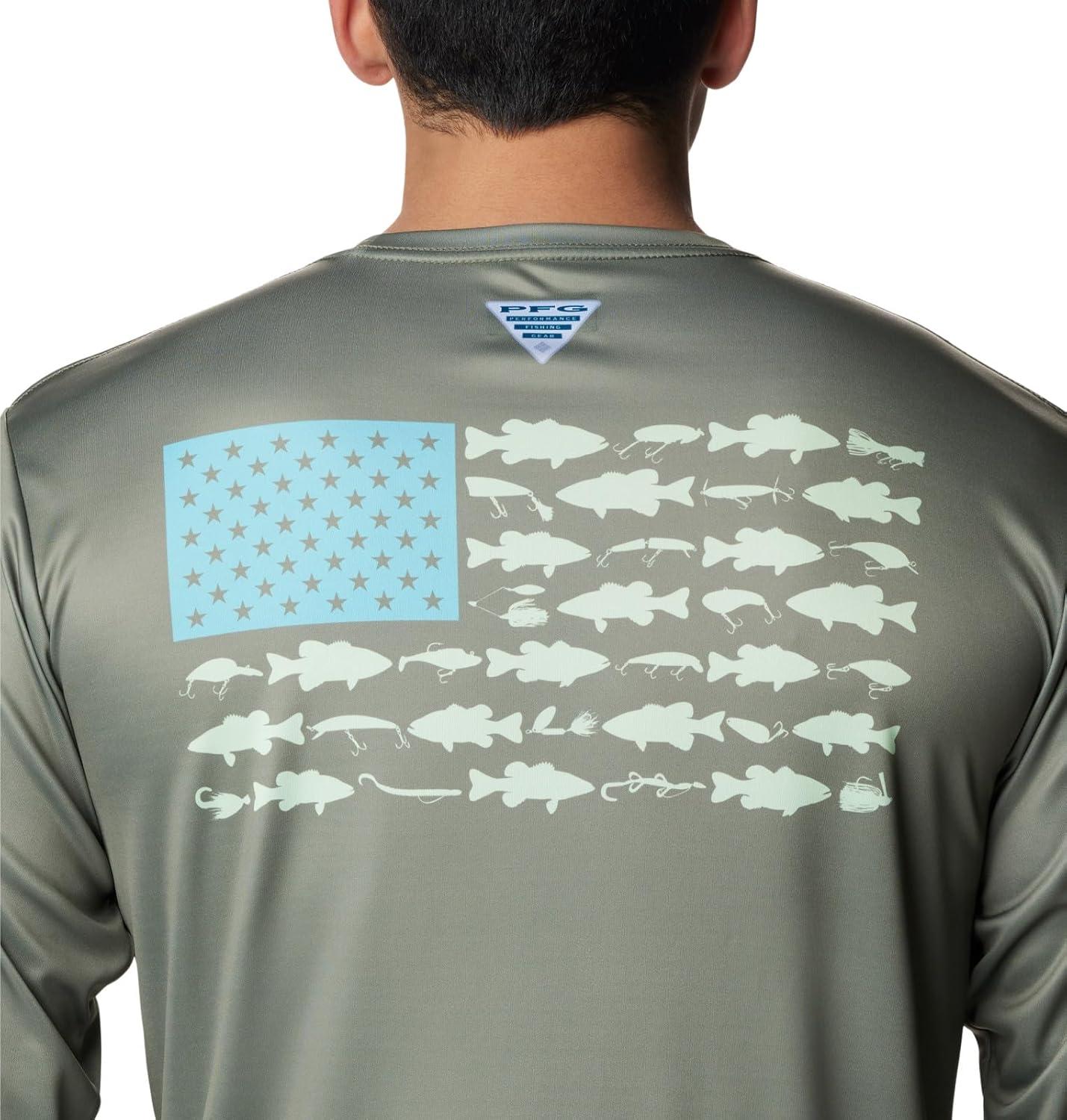 imageColumbia Mens Terminal Tackle PFG Fish Flag Long SleeveCypressOpal Blue Bass Lures