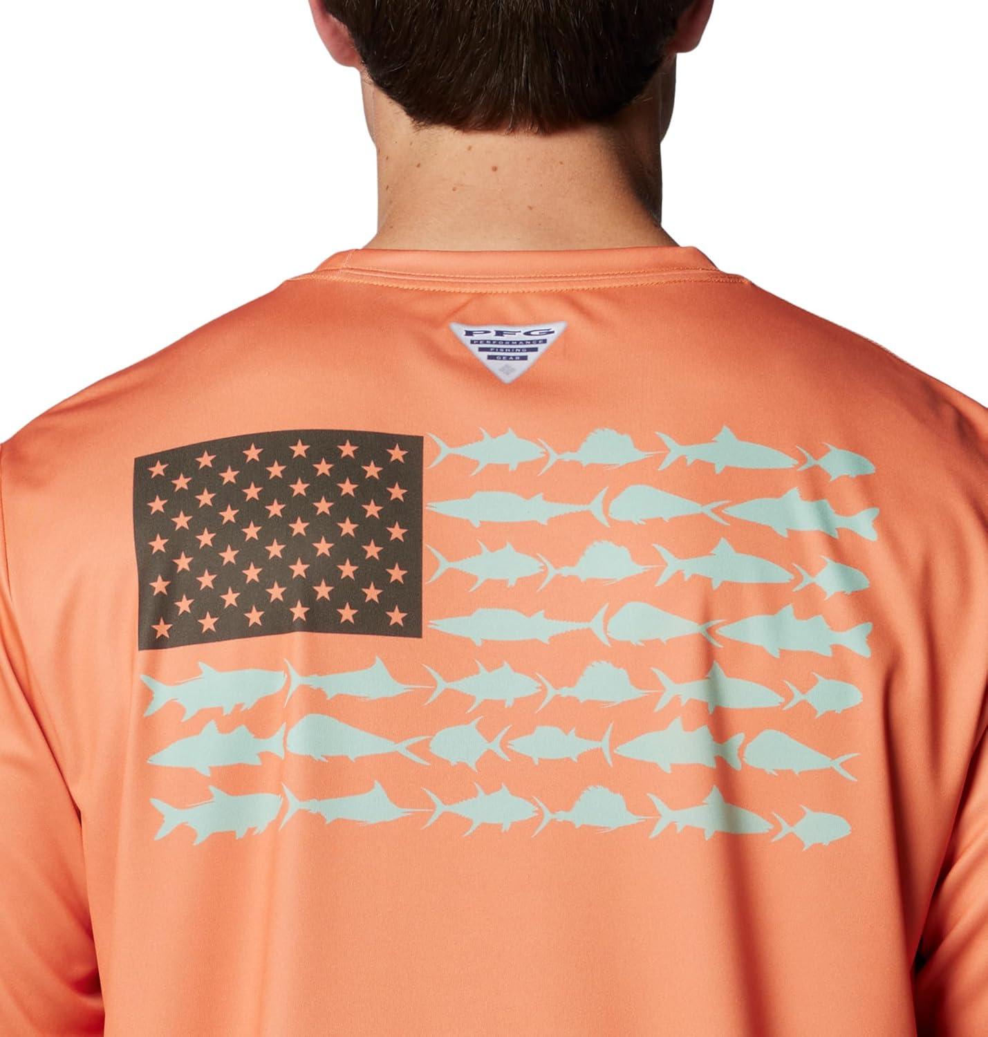 imageColumbia Mens Terminal Tackle PFG Fish Flag Long SleeveDusty OrangeDeep Olive