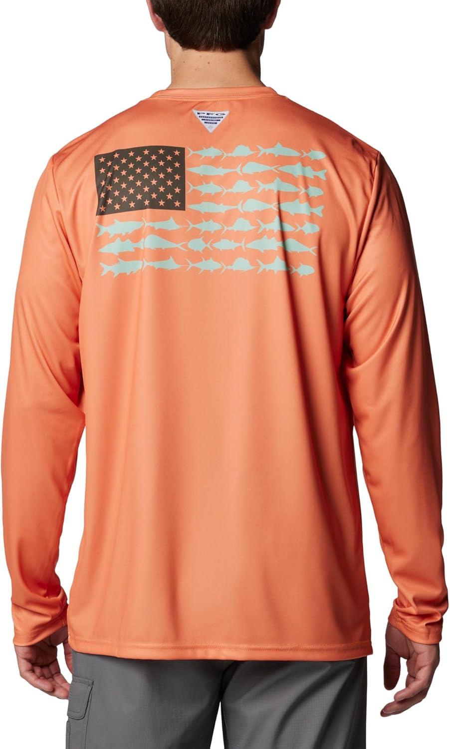 imageColumbia Mens Terminal Tackle PFG Fish Flag Long SleeveDusty OrangeDeep Olive