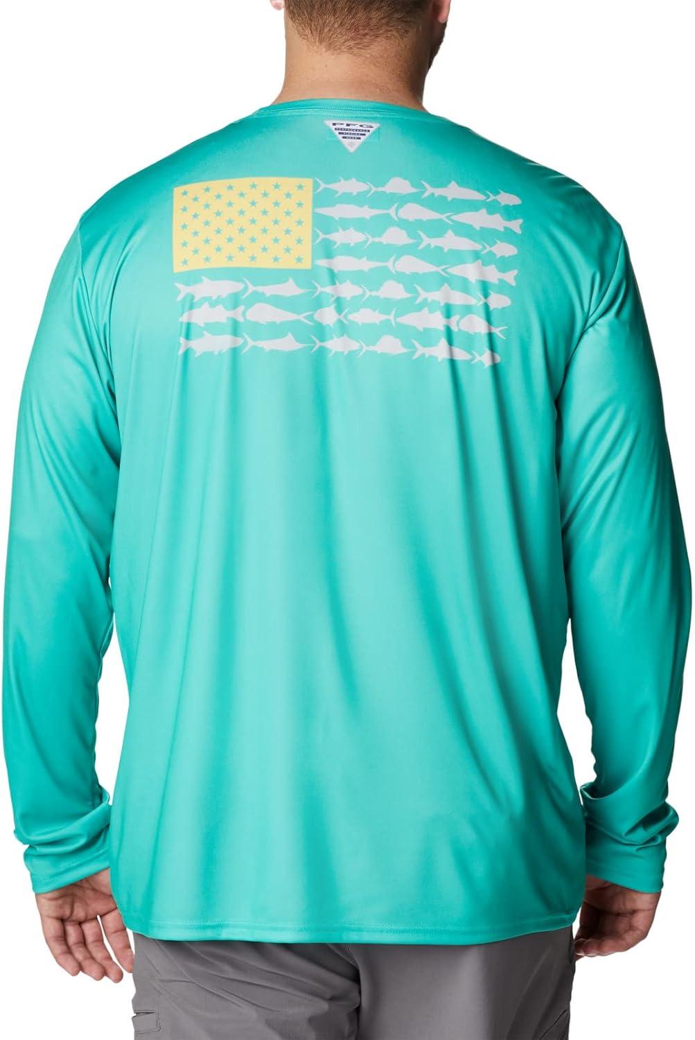 imageColumbia Mens Terminal Tackle PFG Fish Flag Long SleeveElectric TurquoiseSun Glow
