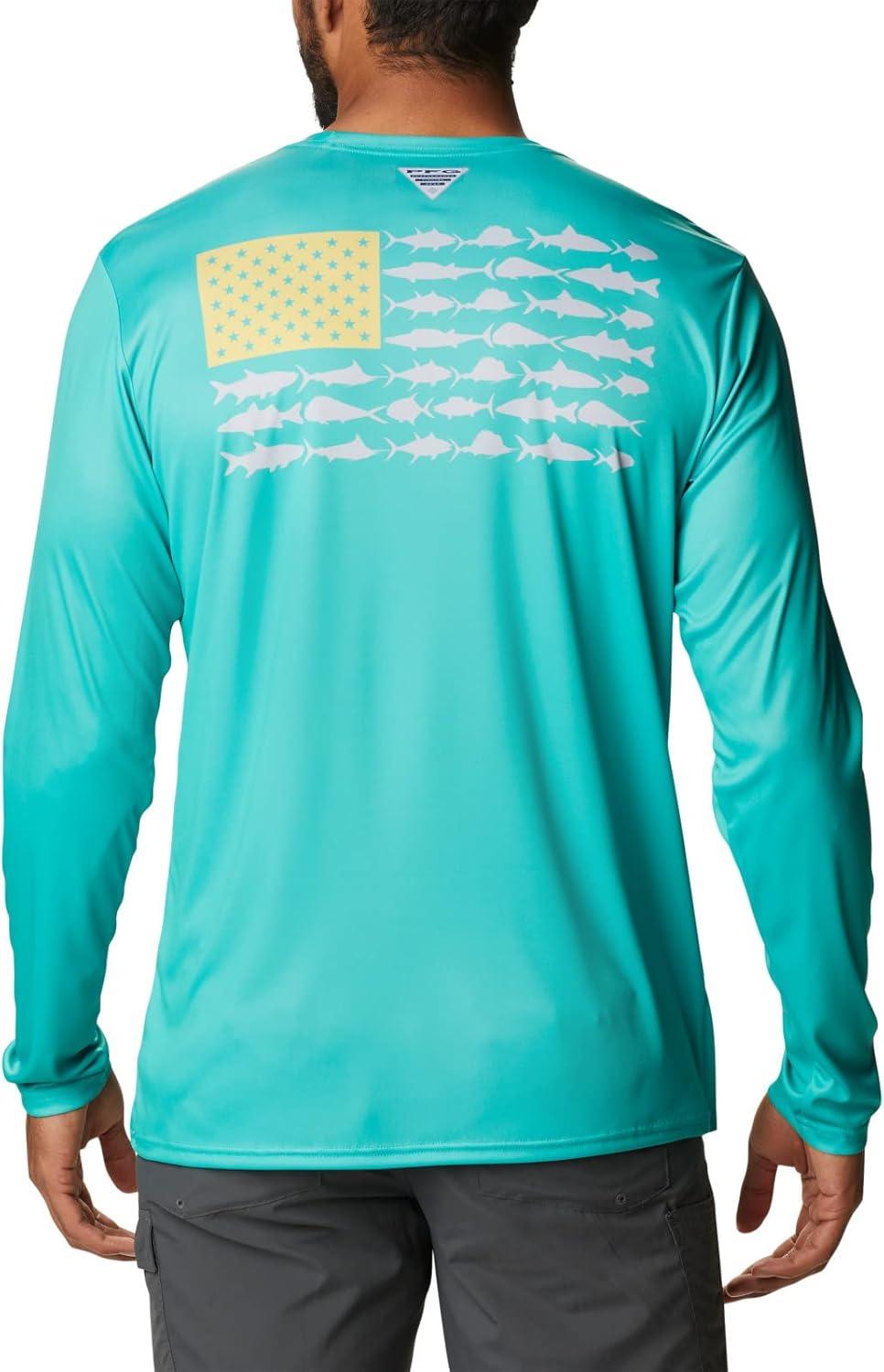 imageColumbia Mens Terminal Tackle PFG Fish Flag Long SleeveElectric TurquoiseSun Glow