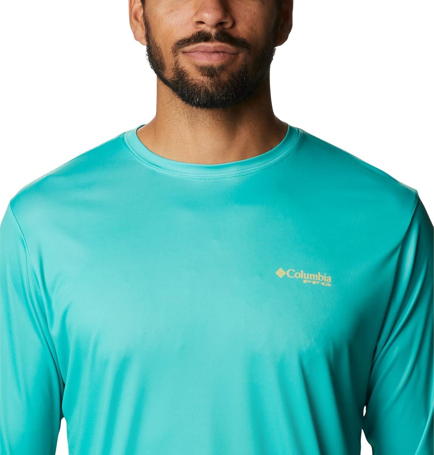 imageColumbia Mens Terminal Tackle PFG Fish Flag Long SleeveElectric TurquoiseSun Glow