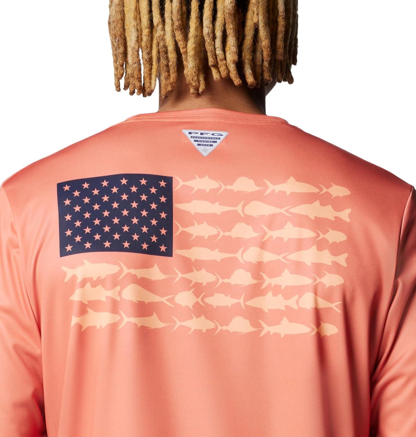 imageColumbia Mens Terminal Tackle PFG Fish Flag Long SleeveFaded PeachBright Nectar