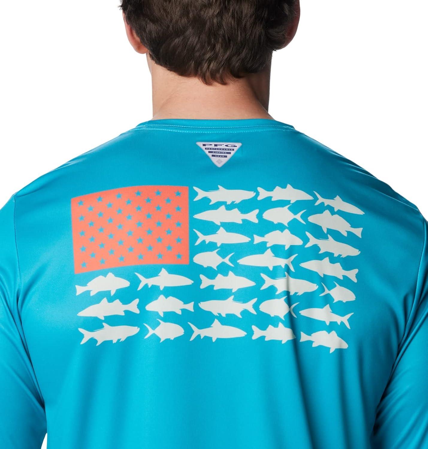 imageColumbia Mens Terminal Tackle PFG Fish Flag Long SleeveOcean TealCorange Inshore Slam