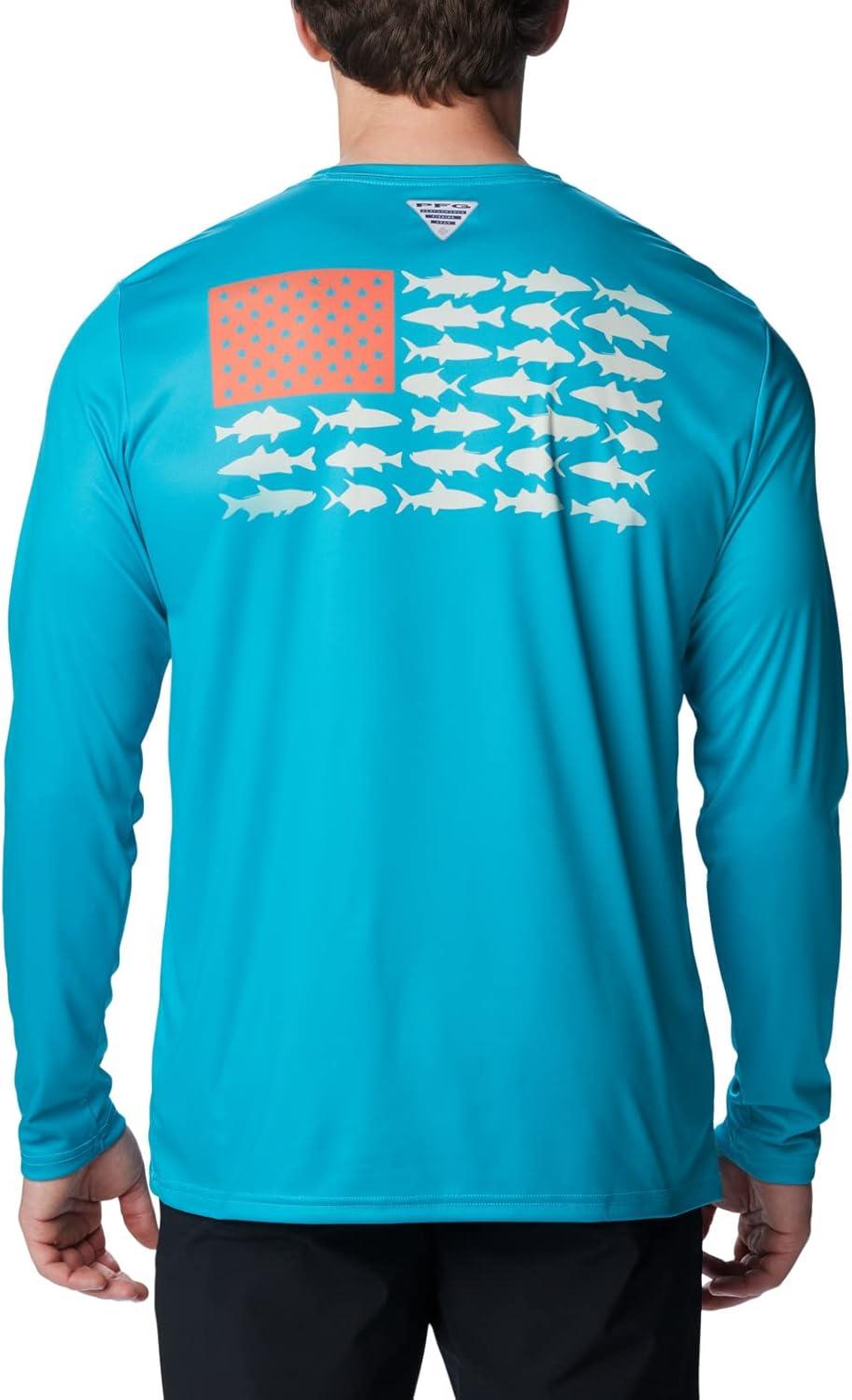 imageColumbia Mens Terminal Tackle PFG Fish Flag Long SleeveOcean TealCorange Inshore Slam
