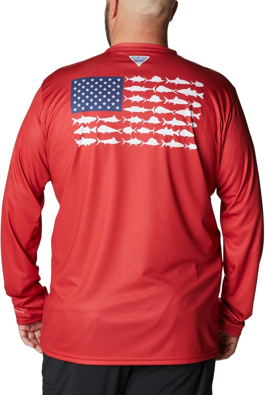 imageColumbia Mens Terminal Tackle PFG Fish Flag Long SleeveRed SparkWhite