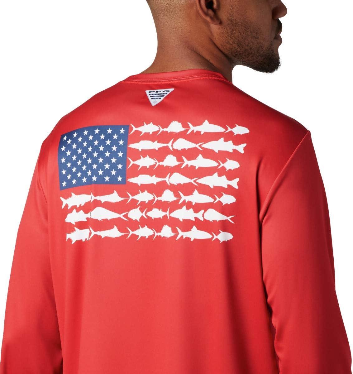 imageColumbia Mens Terminal Tackle PFG Fish Flag Long SleeveRed SparkWhite