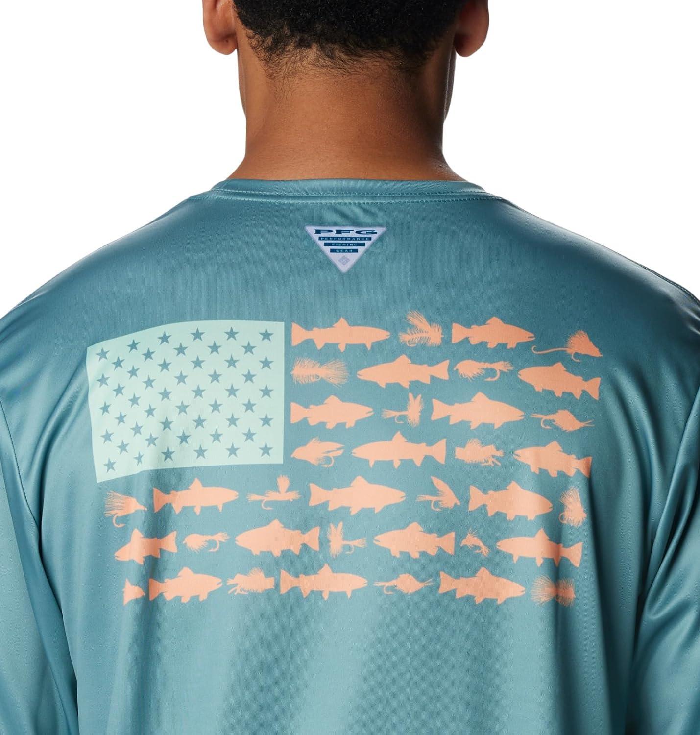 imageColumbia Mens Terminal Tackle PFG Fish Flag Long SleeveTranquil TealMint Cay Trout Flies