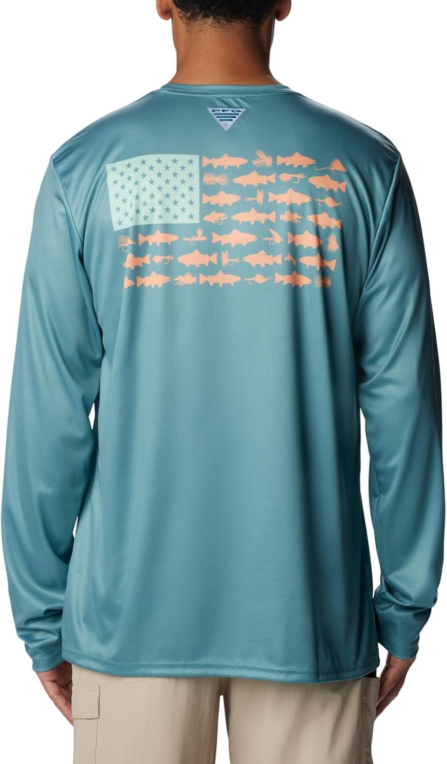 imageColumbia Mens Terminal Tackle PFG Fish Flag Long SleeveTranquil TealMint Cay Trout Flies