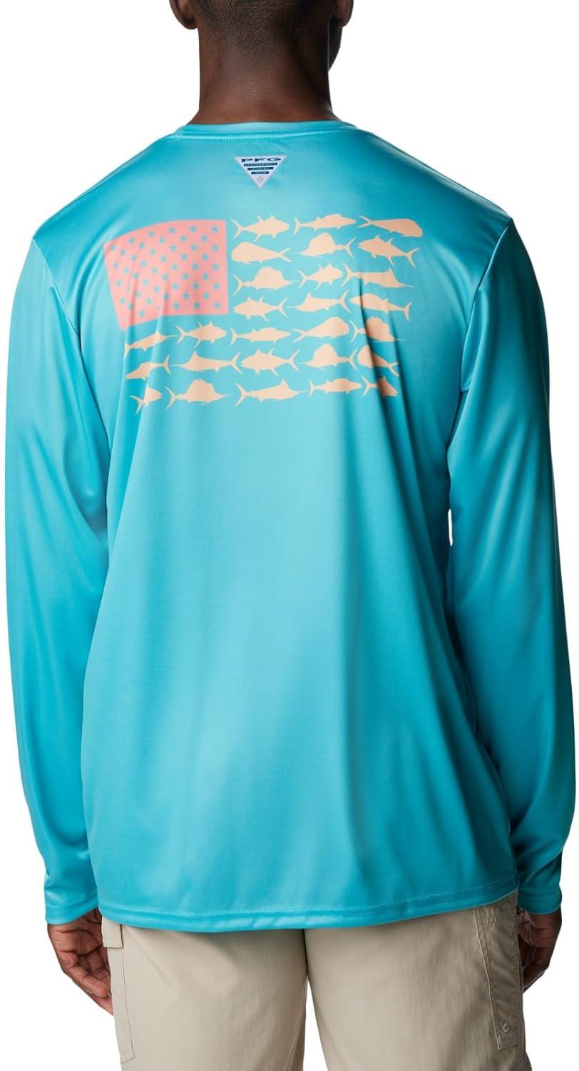 imageColumbia Mens Terminal Tackle PFG Fish Flag Long SleeveTurquoiseCoral Glow Offshore Fish