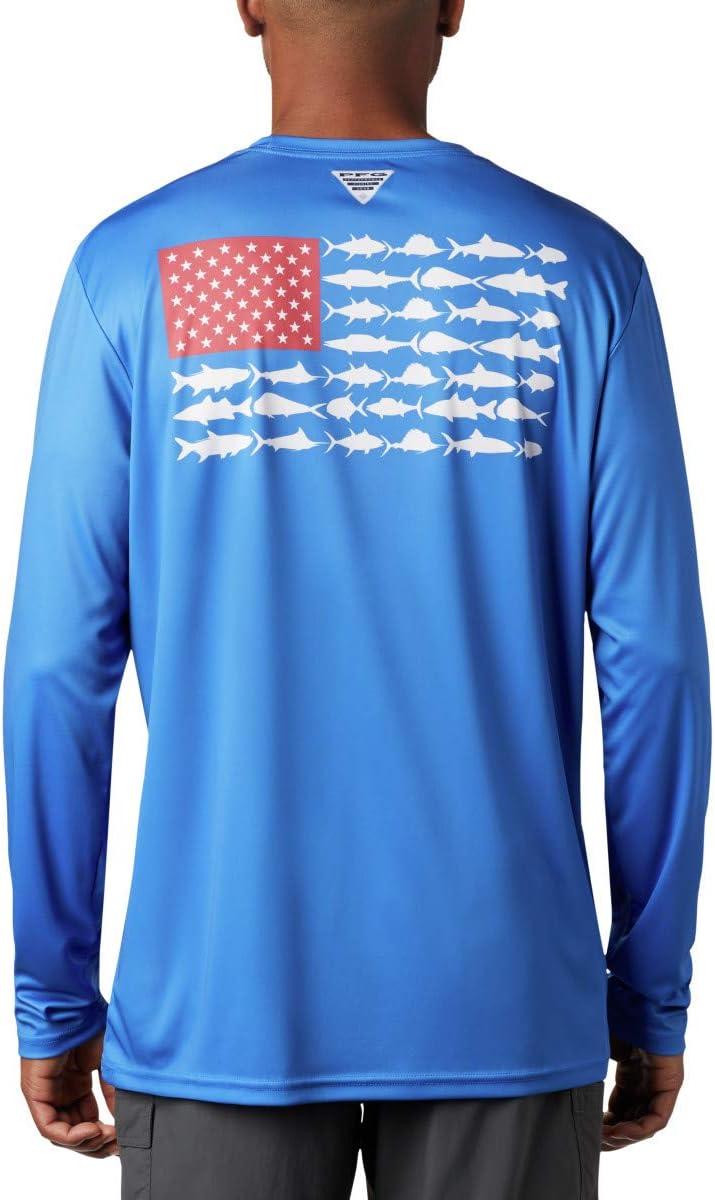 imageColumbia Mens Terminal Tackle PFG Fish Flag Long SleeveVivid BlueWhite