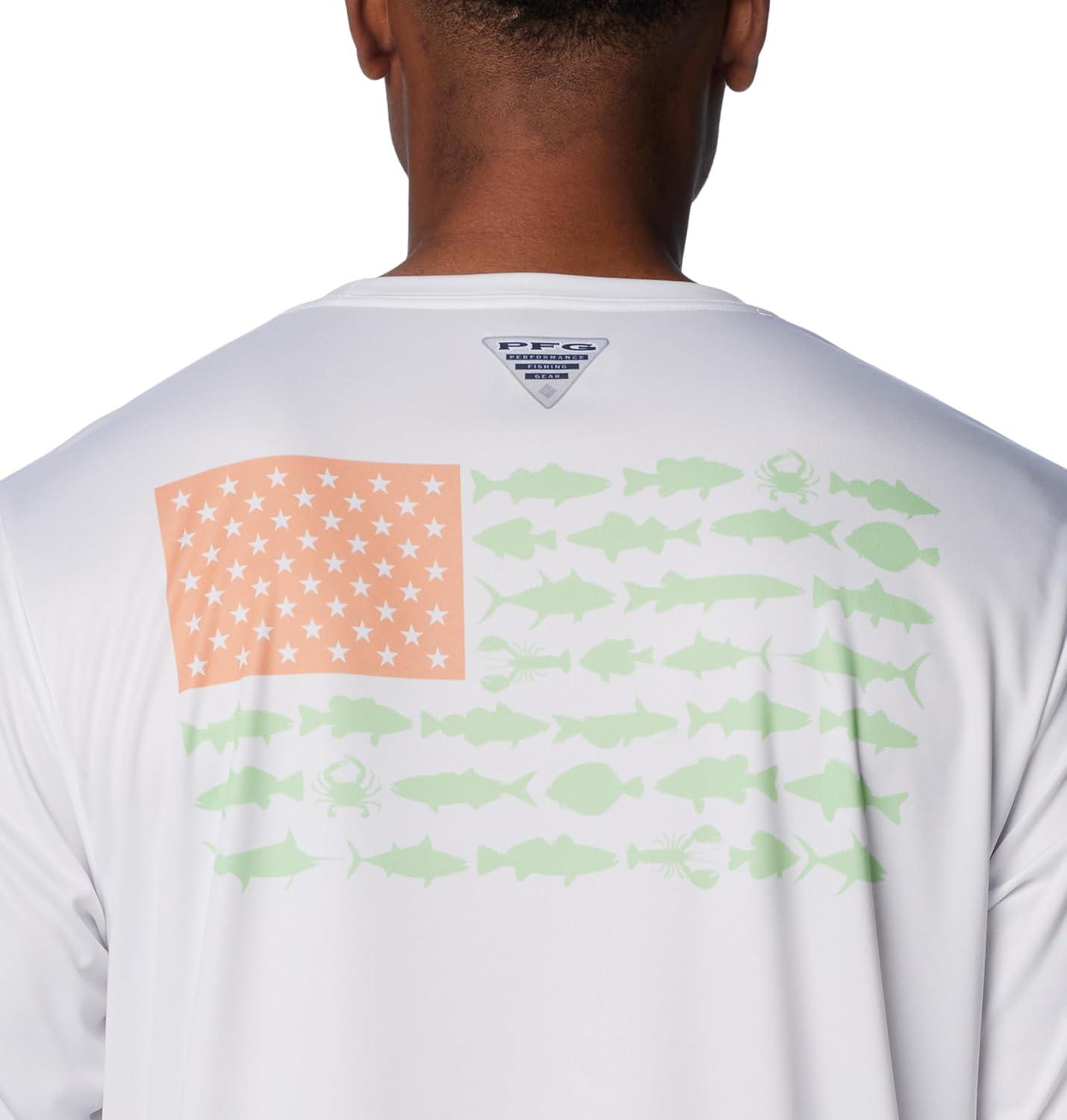 imageColumbia Mens Terminal Tackle PFG Fish Flag Long SleeveWhiteBright Nectar Mid Atlantic