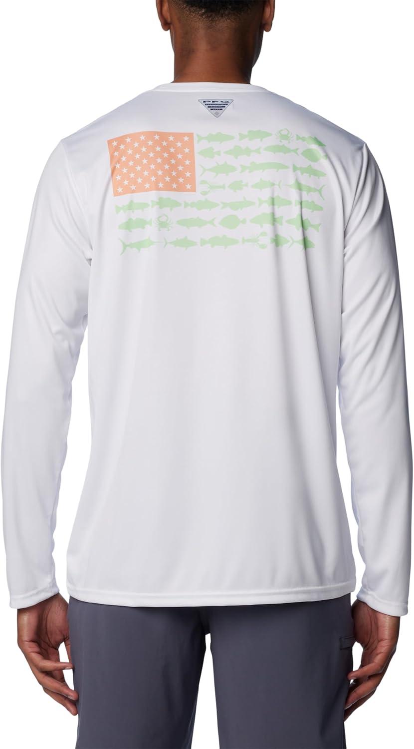 imageColumbia Mens Terminal Tackle PFG Fish Flag Long SleeveWhiteBright Nectar Mid Atlantic