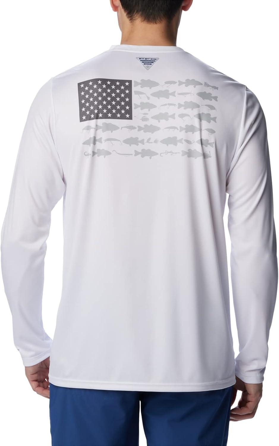 imageColumbia Mens Terminal Tackle PFG Fish Flag Long SleeveWhiteCity Grey Bass Lures