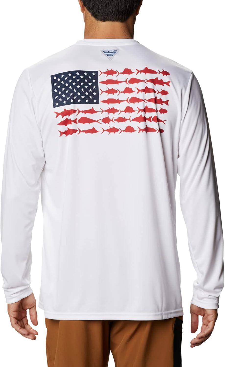 imageColumbia Mens Terminal Tackle PFG Fish Flag Long SleeveWhiteCollegiate Navy