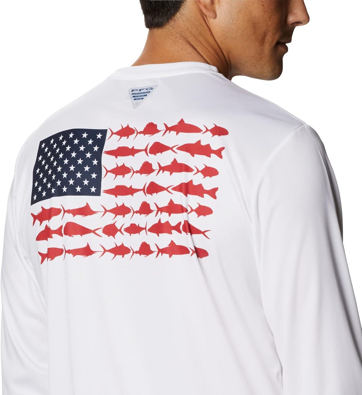 imageColumbia Mens Terminal Tackle PFG Fish Flag Long SleeveWhiteCollegiate Navy