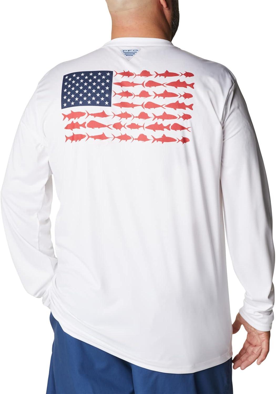 imageColumbia Mens Terminal Tackle PFG Fish Flag Long SleeveWhiteCollegiate Navy