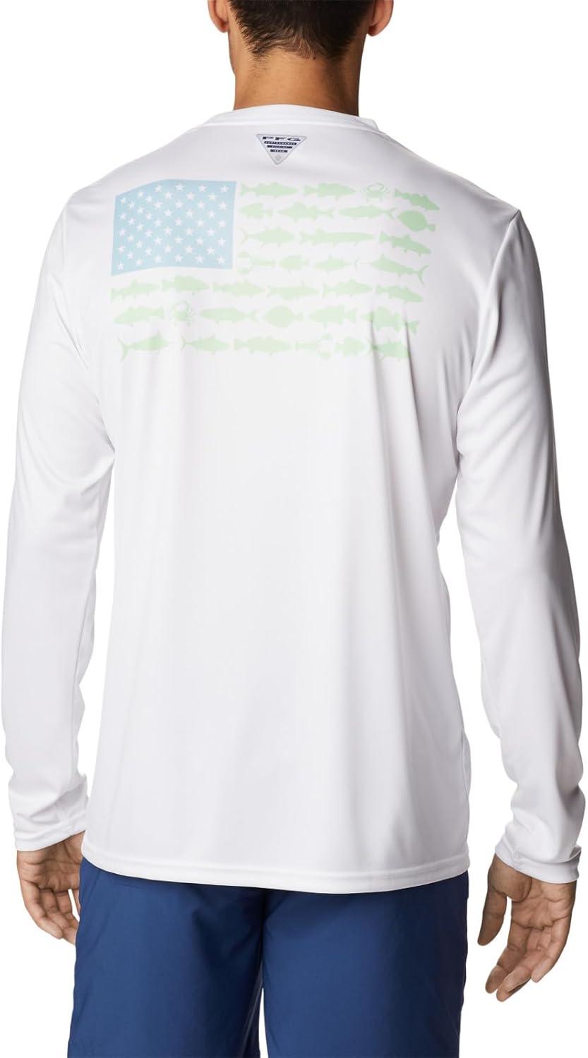 imageColumbia Mens Terminal Tackle PFG Fish Flag Long SleeveWhiteSpring Blue Mid Atlantic