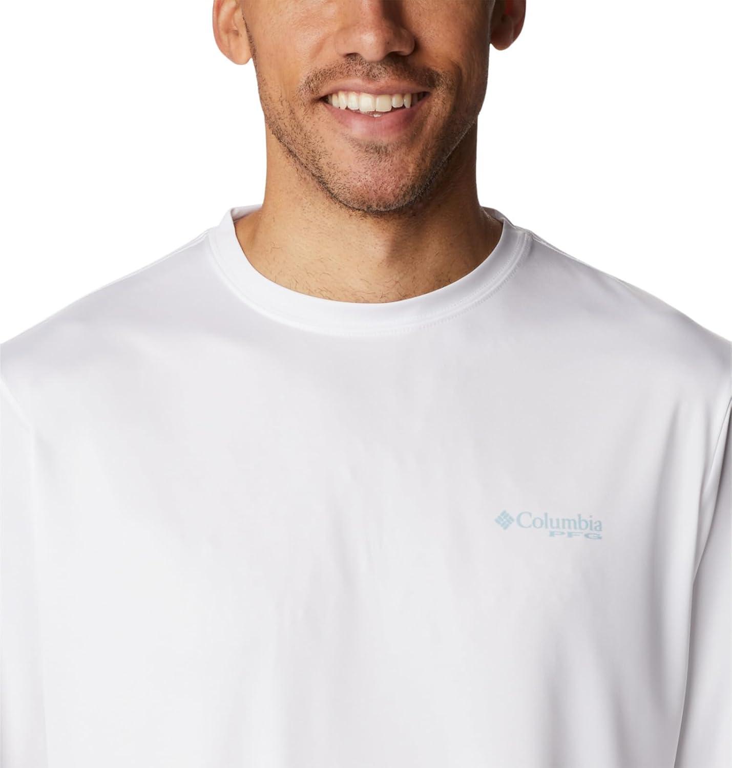 imageColumbia Mens Terminal Tackle PFG Fish Flag Long SleeveWhiteSpring Blue Mid Atlantic