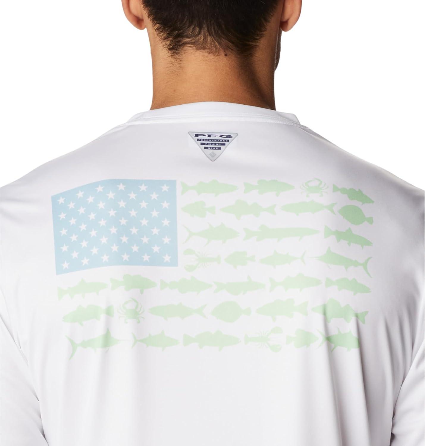 imageColumbia Mens Terminal Tackle PFG Fish Flag Long SleeveWhiteSpring Blue Mid Atlantic