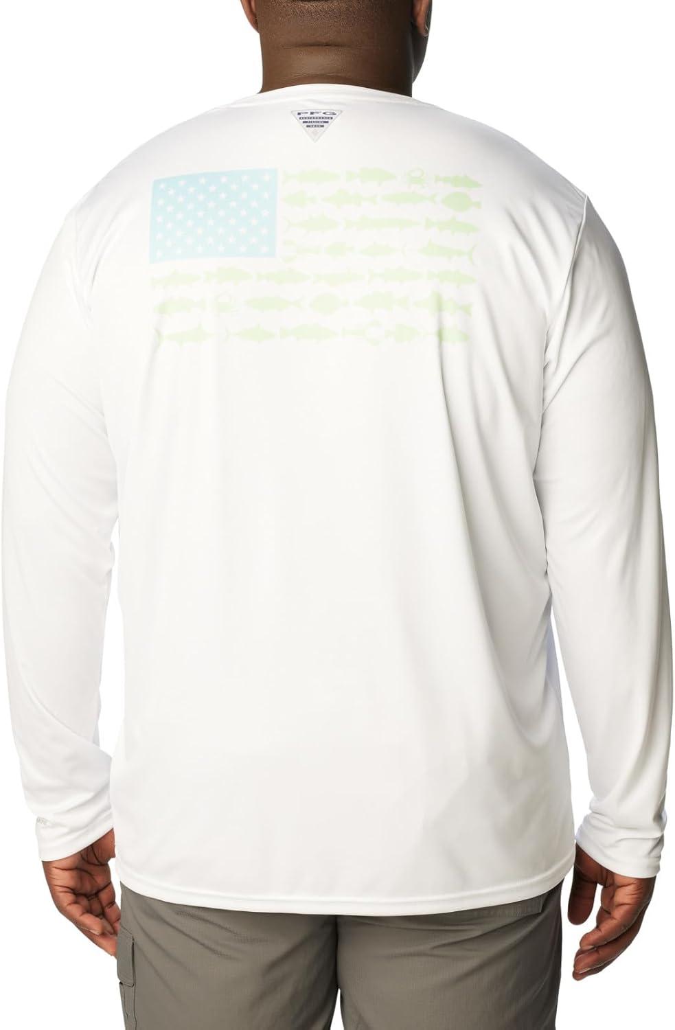 imageColumbia Mens Terminal Tackle PFG Fish Flag Long SleeveWhiteSpring Blue Mid Atlantic