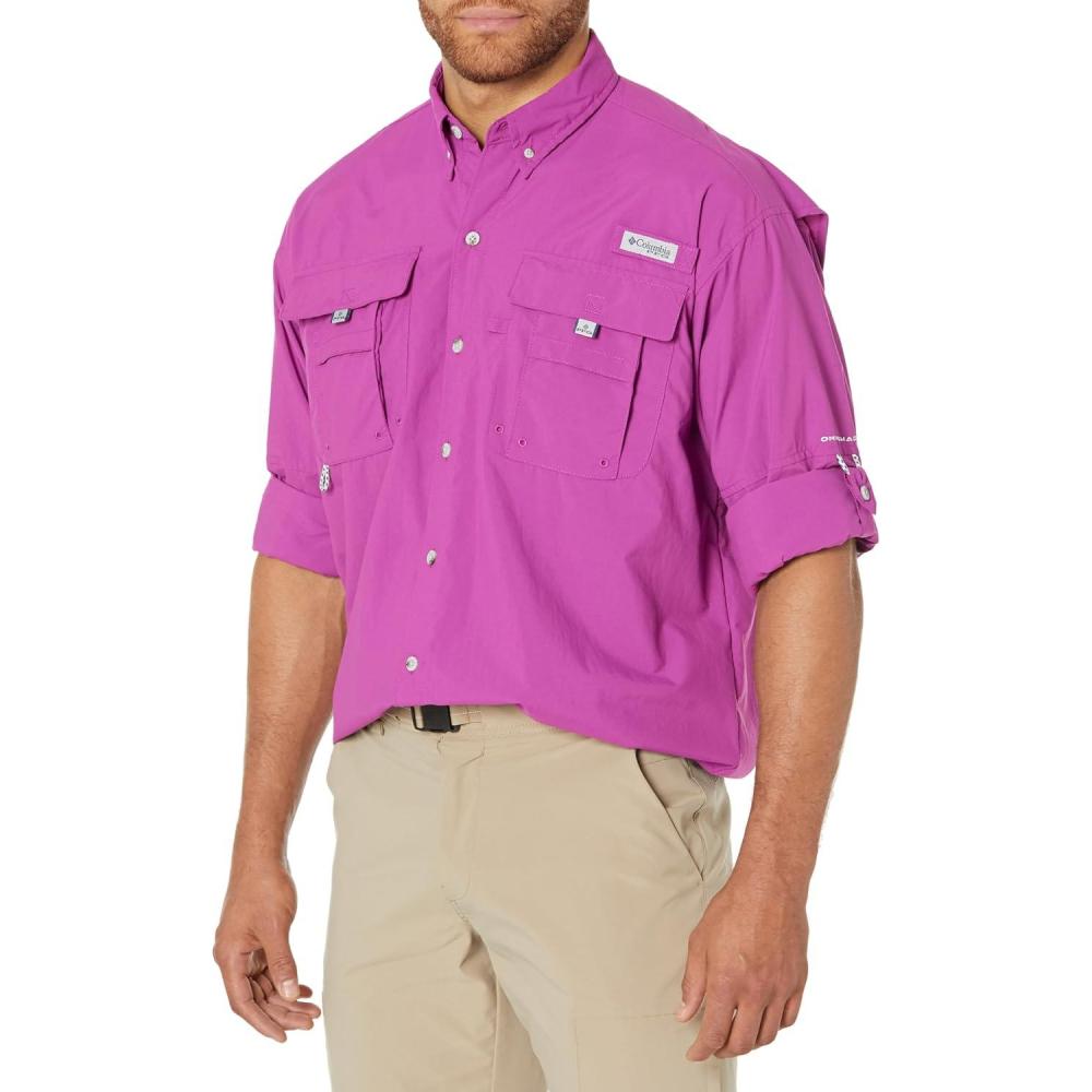 imageColumbia Mens PFG Bahama II Long Sleeve Fishing ShirtBerry Jam