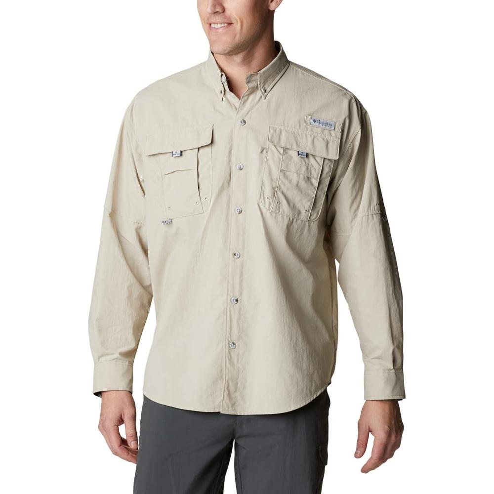 imageColumbia Mens PFG Bahama II Long Sleeve Fishing ShirtFossilRealtree Edge
