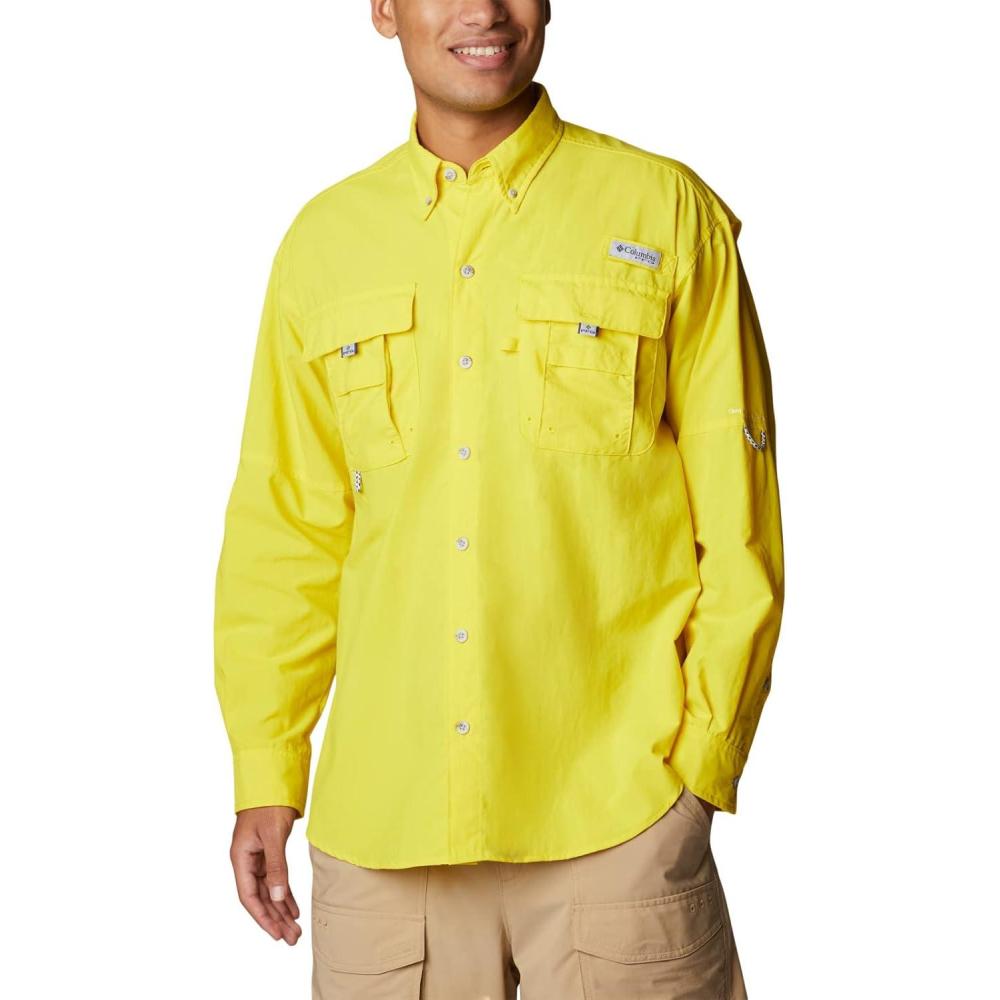 imageColumbia Mens PFG Bahama II Long Sleeve Fishing ShirtLaser Lemon