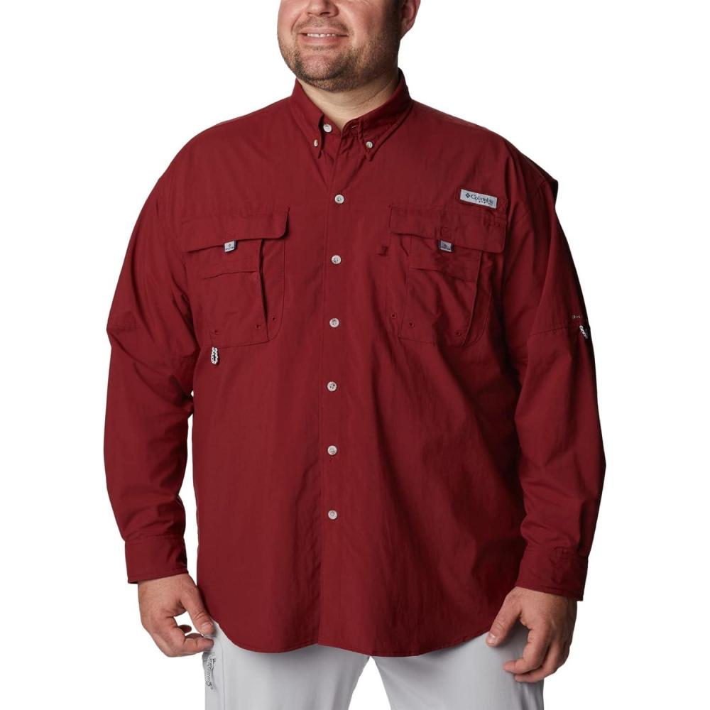 imageColumbia Mens PFG Bahama II Long Sleeve Fishing ShirtRed Jasper