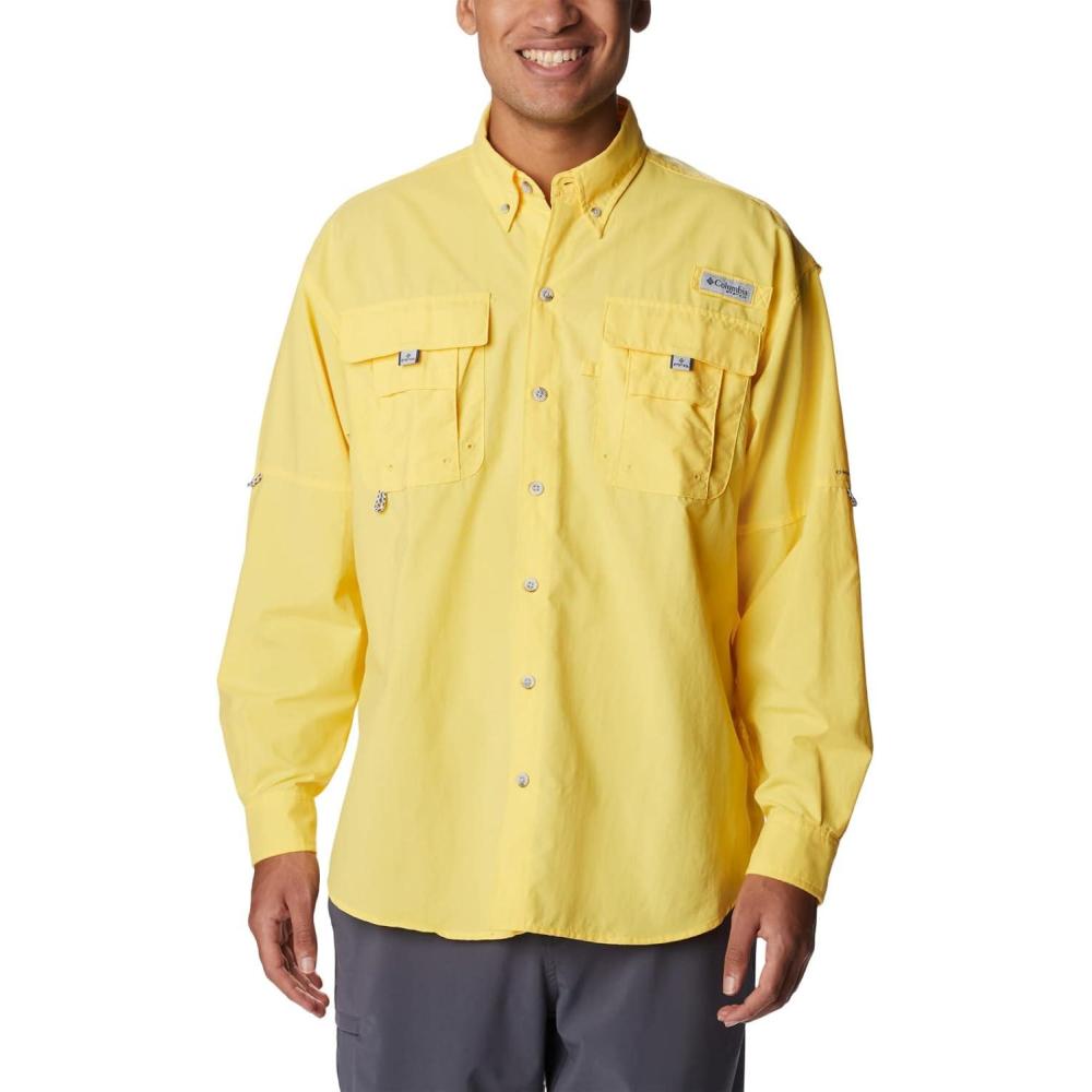 imageColumbia Mens PFG Bahama II Long Sleeve Fishing ShirtSun Glow