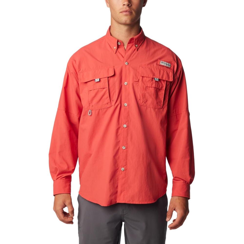 imageColumbia Mens PFG Bahama II Long Sleeve Fishing ShirtSunset Red