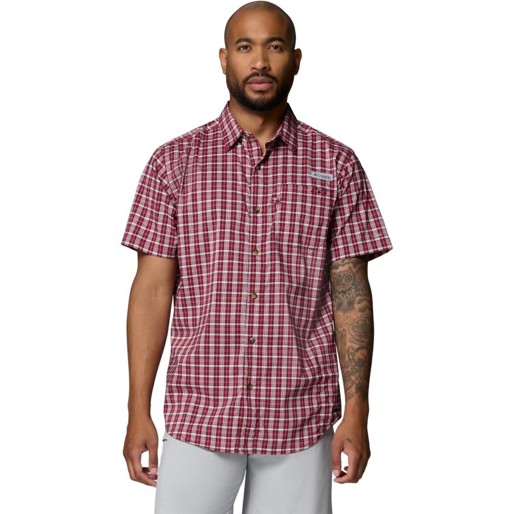 imageColumbia Mens PFG Harbor Peak Short Sleeve ShirtBeet Offshore Tartan
