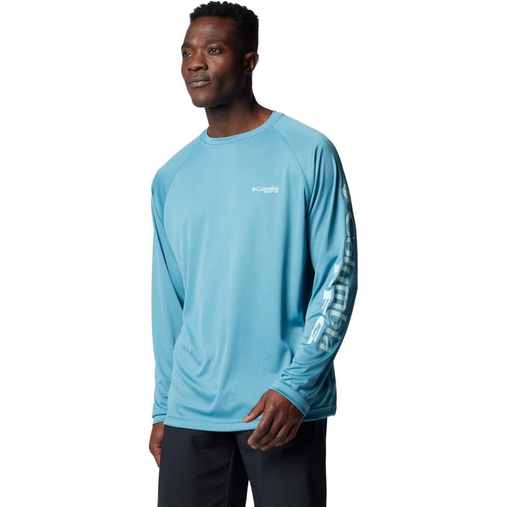 imageColumbia Mens PFG Terminal Tackle Long Sleeve ShirtCanyon BlueIcy Morn Logo