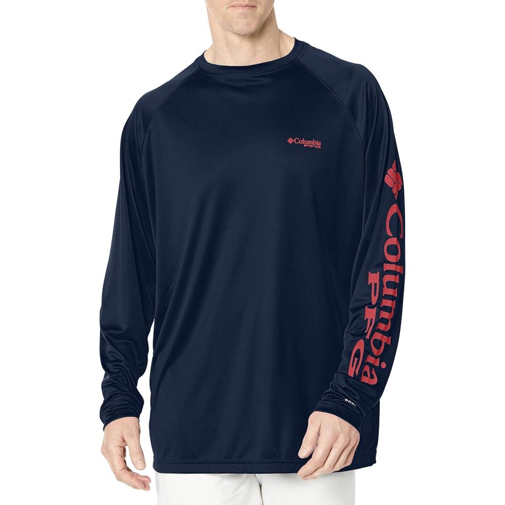 imageColumbia Mens PFG Terminal Tackle Long Sleeve ShirtCollegiate NavySunset Red Logo