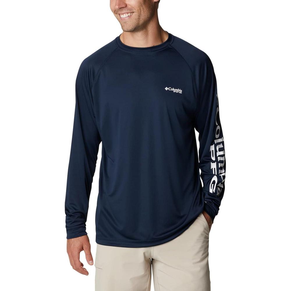 imageColumbia Mens PFG Terminal Tackle Long Sleeve ShirtCollegiate NavyWhite Logo