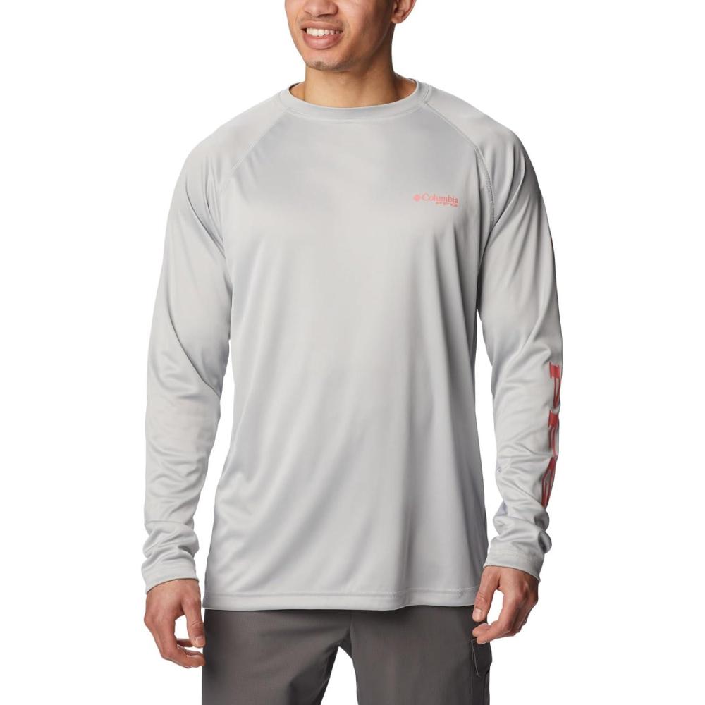 imageColumbia Mens PFG Terminal Tackle Long Sleeve ShirtCool GreySalmon Logo