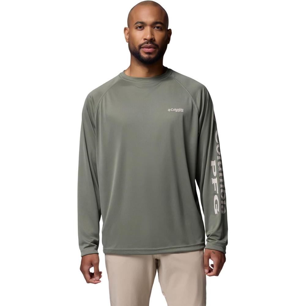 imageColumbia Mens PFG Terminal Tackle Long Sleeve ShirtCypressDark Stone Logo
