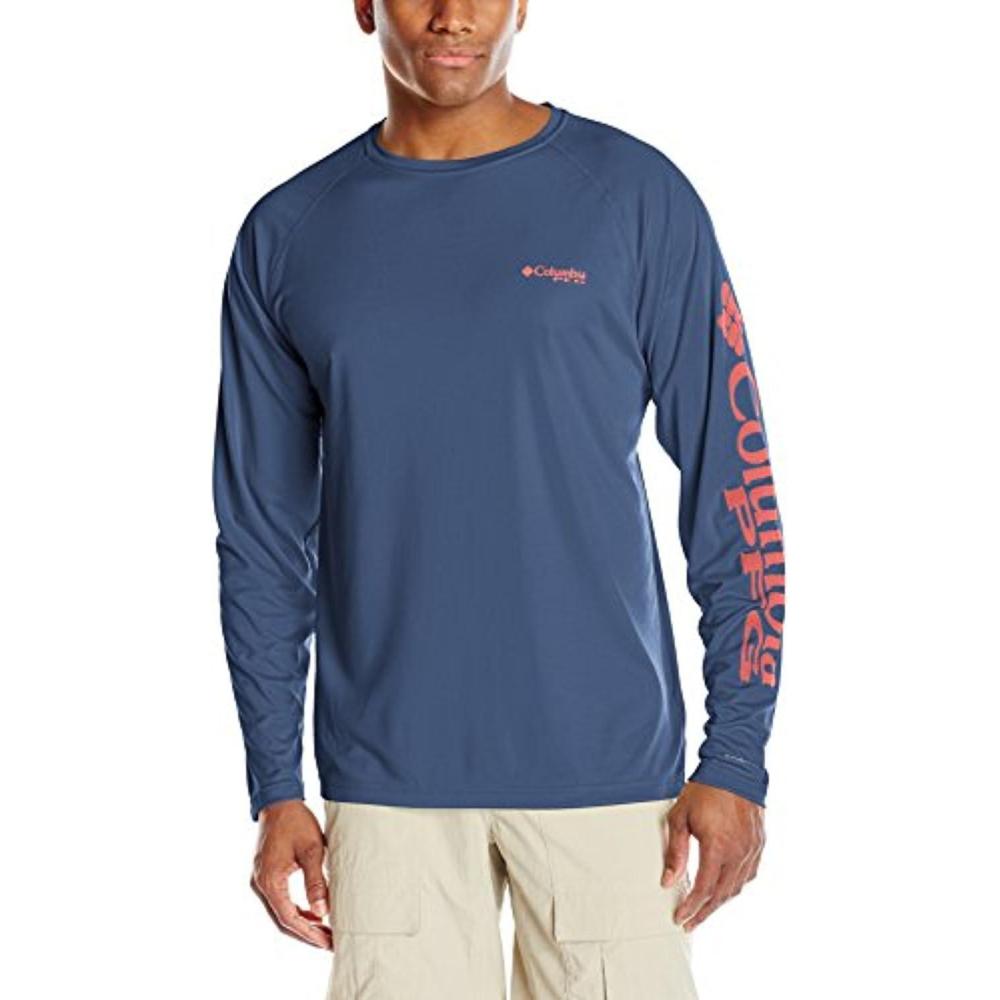 imageColumbia Mens PFG Terminal Tackle Long Sleeve ShirtDark MountainSunset Red