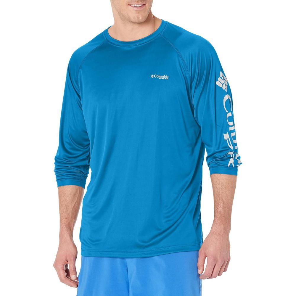 imageColumbia Mens PFG Terminal Tackle Long Sleeve ShirtDark PoolWhite Logo