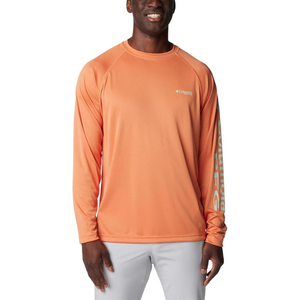 imageColumbia Mens PFG Terminal Tackle Long Sleeve ShirtDusty OrangeNew Mint Logo