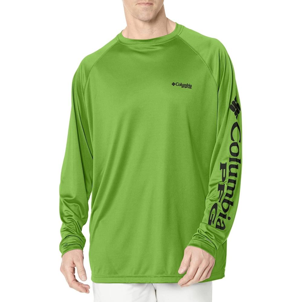 imageColumbia Mens PFG Terminal Tackle Long Sleeve ShirtGreen MambaBlack Logo