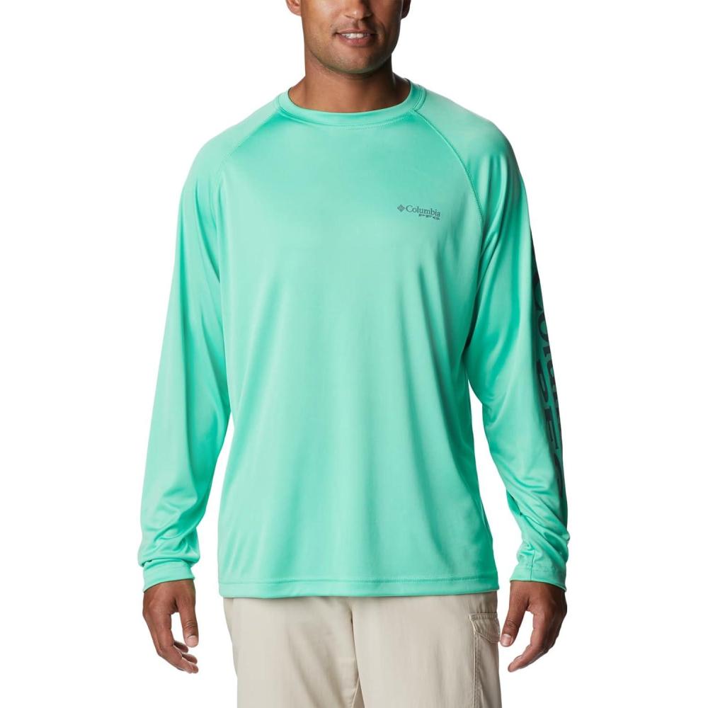 imageColumbia Mens PFG Terminal Tackle Long Sleeve ShirtLight JadeMetal Logo