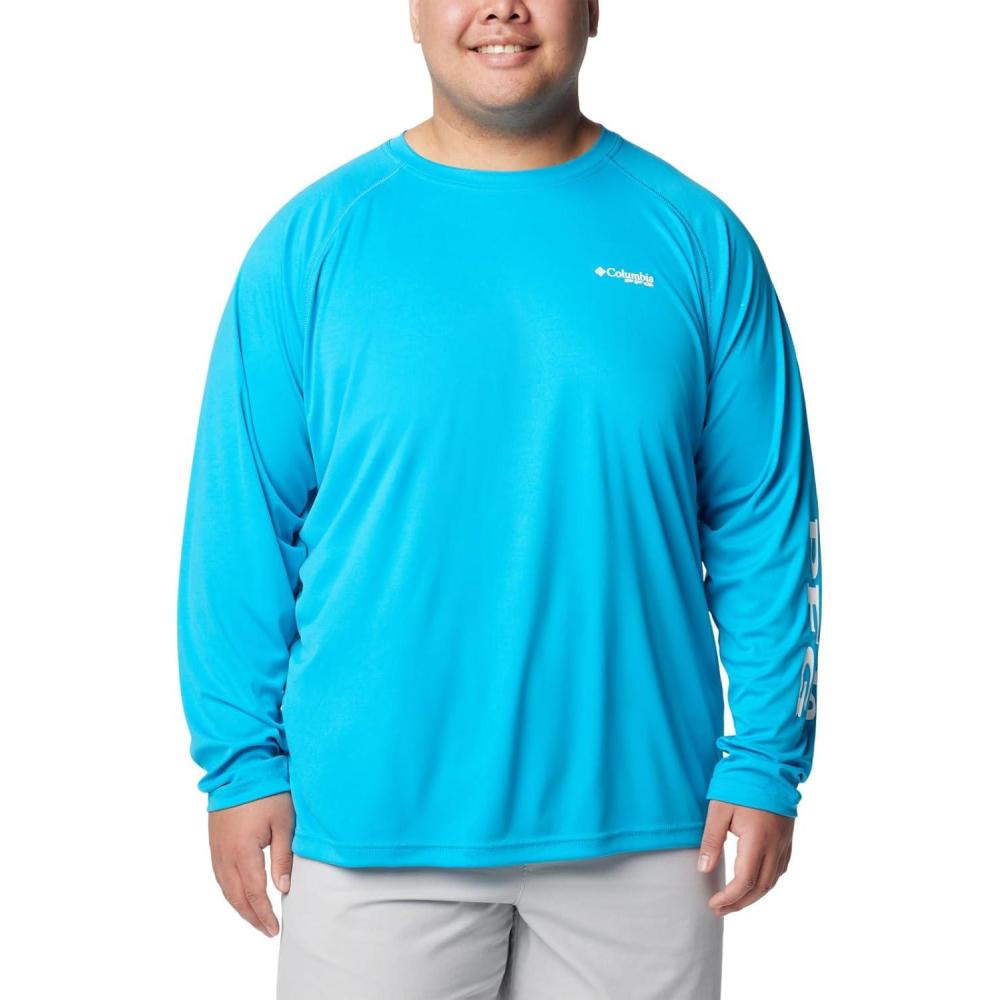 imageColumbia Mens PFG Terminal Tackle Long Sleeve ShirtOcean BlueWhite Logo