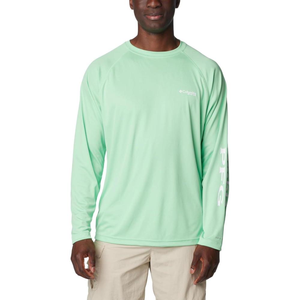 imageColumbia Mens PFG Terminal Tackle Long Sleeve ShirtOcean MintWhite Logo
