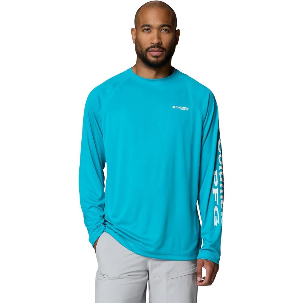 imageColumbia Mens PFG Terminal Tackle Long Sleeve ShirtOcean TealWhite Logo