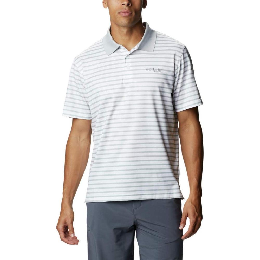 imageColumbia Mens Skiff Cast PoloCool GreyWhite Stripe