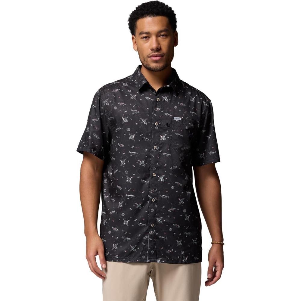 imageColumbia Mens Super Slack Tide Camp Shirt Short SleeveBlack Fish Hunt