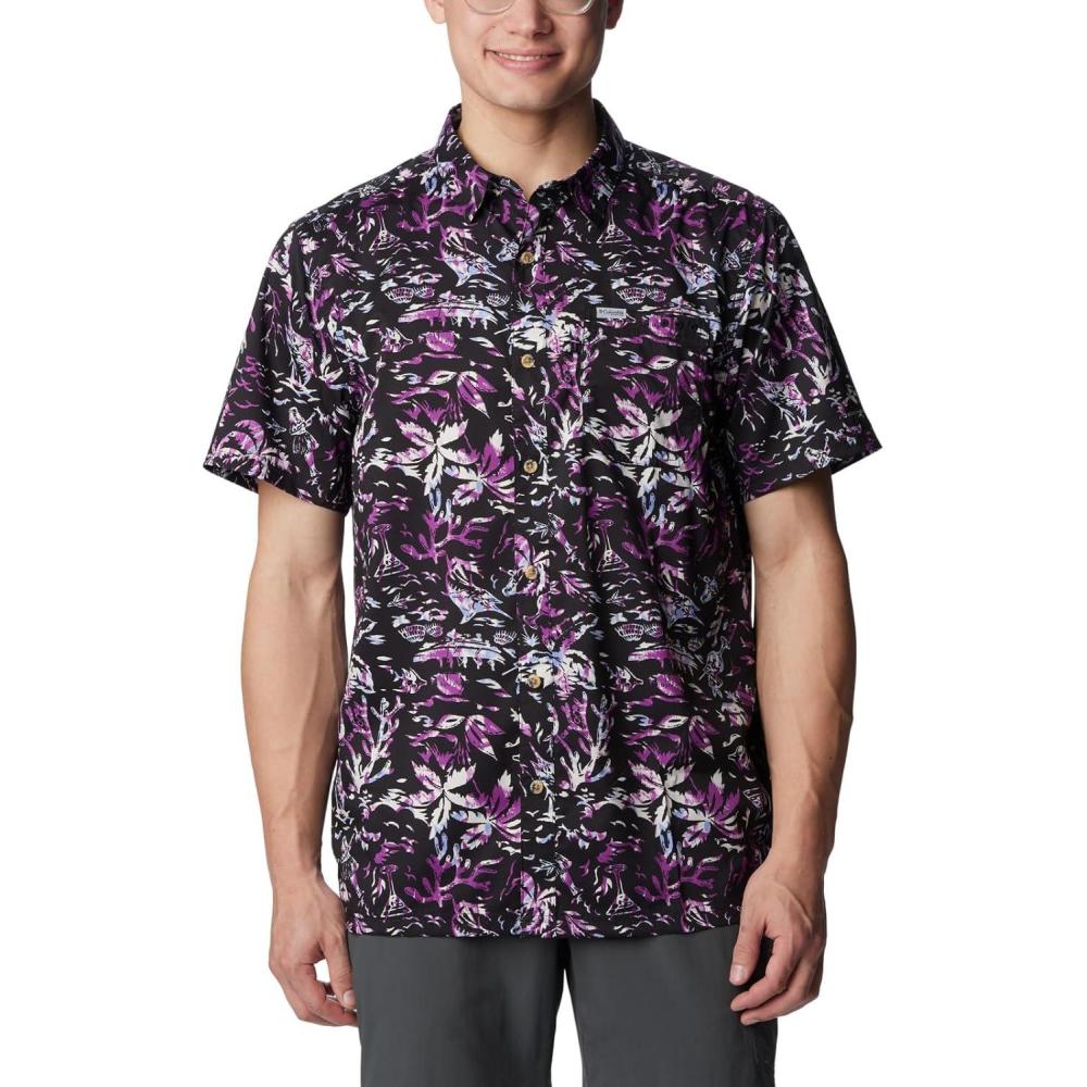 imageColumbia Mens Super Slack Tide Camp Shirt Short SleeveBlack Kona Kraze Print