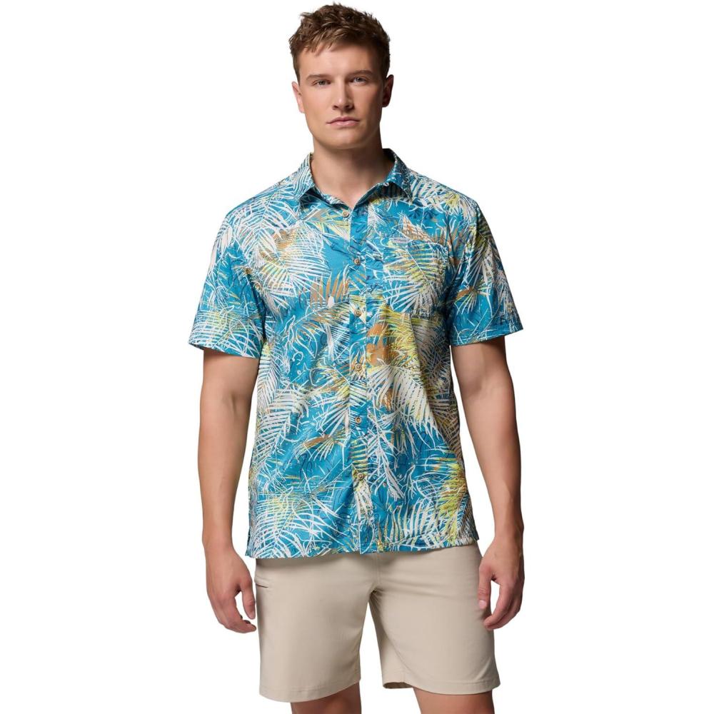 imageColumbia Mens Super Slack Tide Camp Shirt Short SleeveBlue Echo Hooked Up